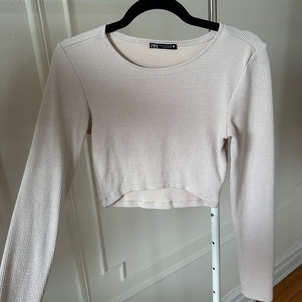 Zara Ribbed Long Sleeve Crop Top
